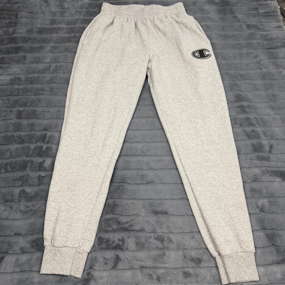 Champion Mens Gray Fleece Jogger Sweatpants Size M GF22H C Logo Athletic Pockets